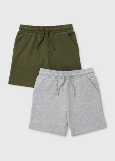 Boys 2 Pack Khaki & Stone Jogger Shorts