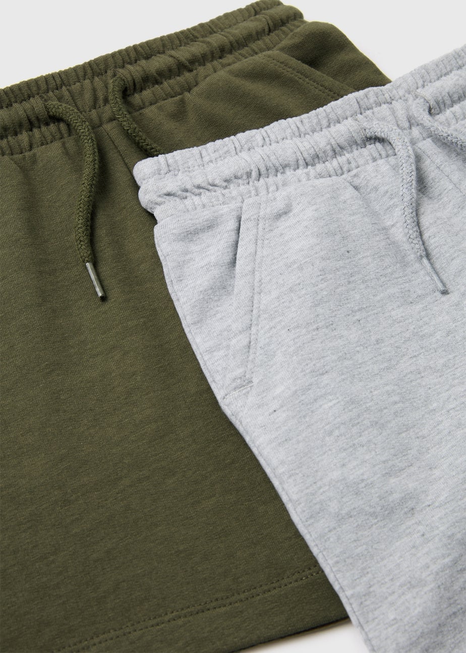 Boys 2 Pack Khaki & Stone Jogger Shorts