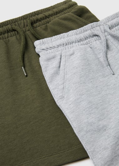 Boys 2 Pack Khaki & Stone Jogger Shorts