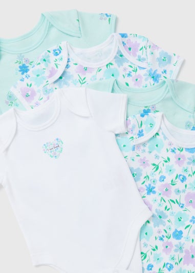 Baby 5 Pack Lilac Fresh Floral Sleepsuits (Newborn-23mths)