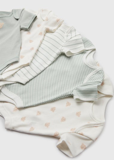 Baby 5 Pack Sage Bear Print Bodysuit (Newborn-23mths)