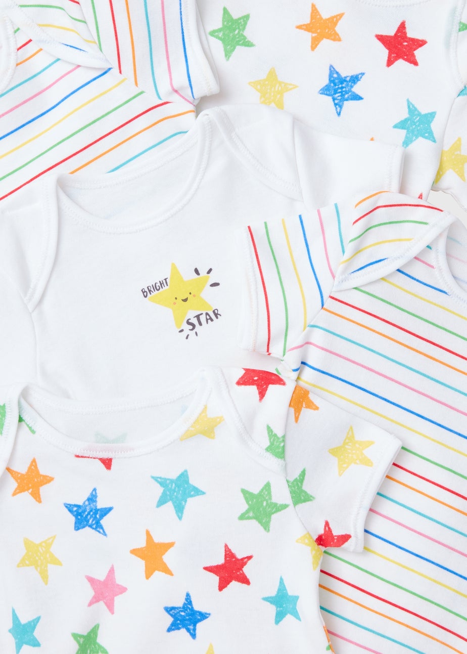 Baby 5 Pack Grey Star Bodysuits (Newborn-23mths)