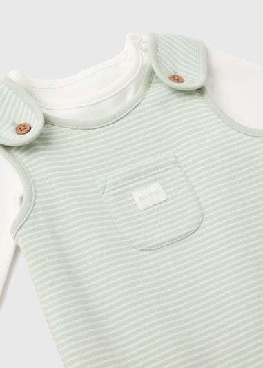 Baby Sage Stripe Dungaree Set (Newborn-12mths)