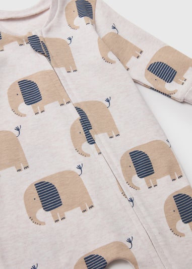 Baby Grey Elephant Print Zipped Sleepsuit (Newborn-18mths)