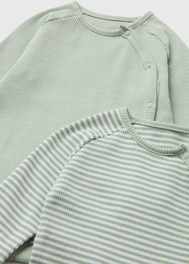 Baby 2 Pack Sage Ribbed Bodysuits (Tiny Baby-18mths)