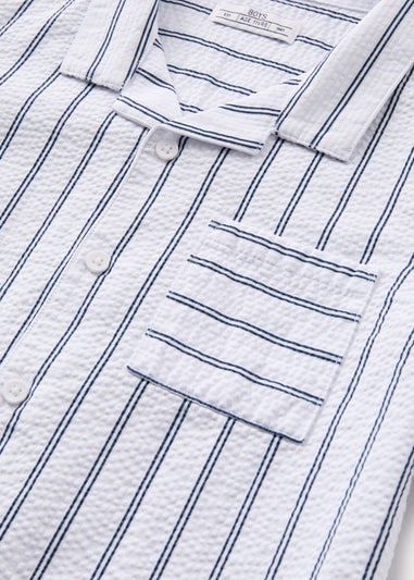Boys White Stripe Seersucker Shirt (7-13yrs)