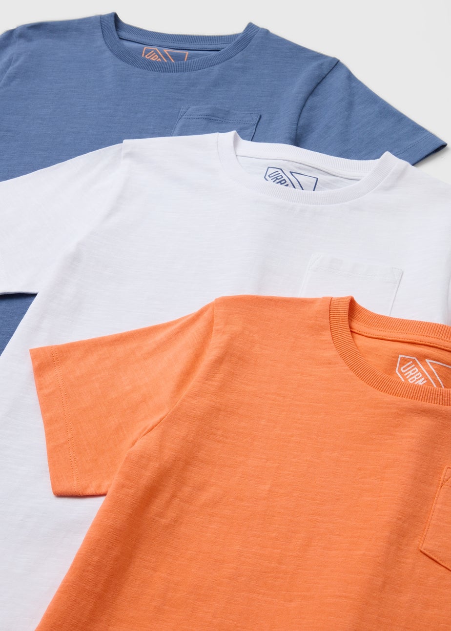 Boys 3 Pack Multicolour Block T-Shirts (7-13yrs)