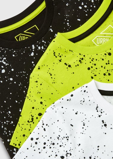 Boys 3 Pack Multicolour Splatter T-Shirts (7-13yrs)