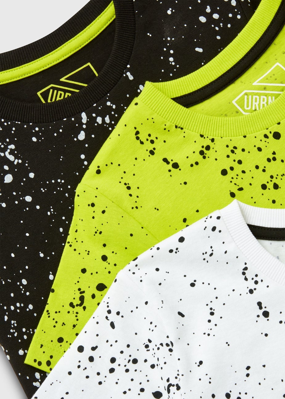 Boys 3 Pack Multicolour Splatter T-Shirts (7-13yrs)