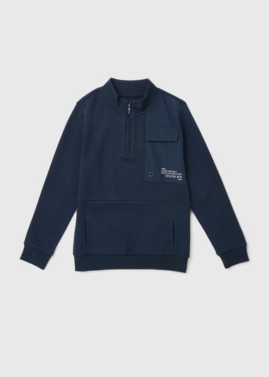 Navy Interlock Funnel Sweatshirt (7-13yrs)