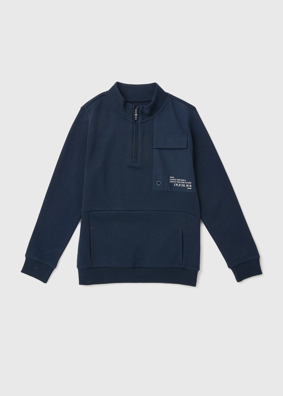 Navy Interlock Funnel Sweatshirt (7-13yrs)
