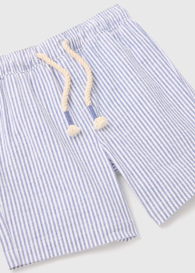 Boys Blue & White Stripe Seersucker Shorts (1-7yrs)