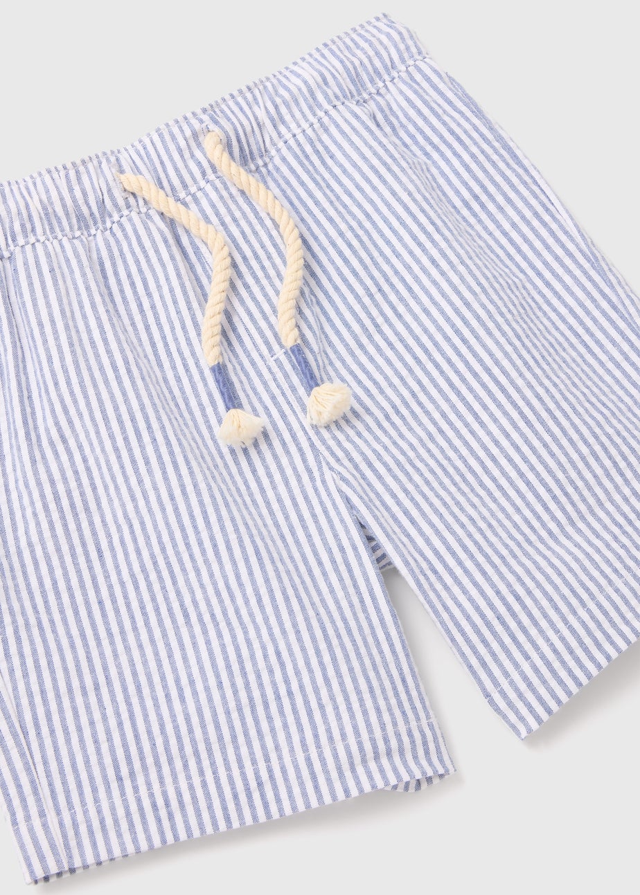 Boys Blue & White Stripe Seersucker Shorts (1-7yrs)