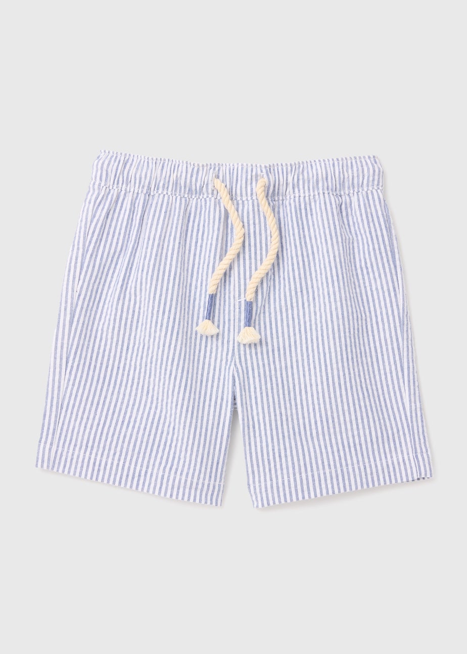 Boys Blue & White Stripe Seersucker Shorts (1-7yrs)