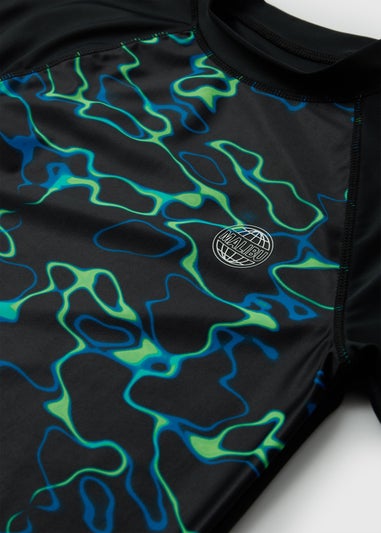 Boys Black Swirl Rash Vest (6-13yrs)