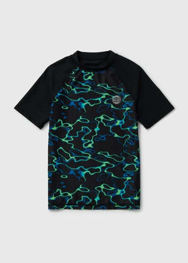 Boys Black Swirl Rash Vest (6-13yrs)