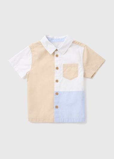 Boys Stone Colour Block Shirt (1-7yrs)