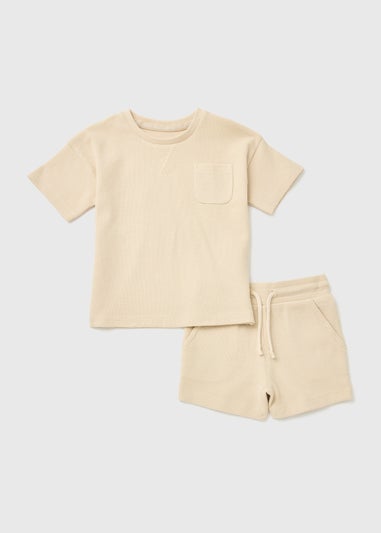 Boys Stone Waffle T-Shirt & Shorts Set (1-7yrs)