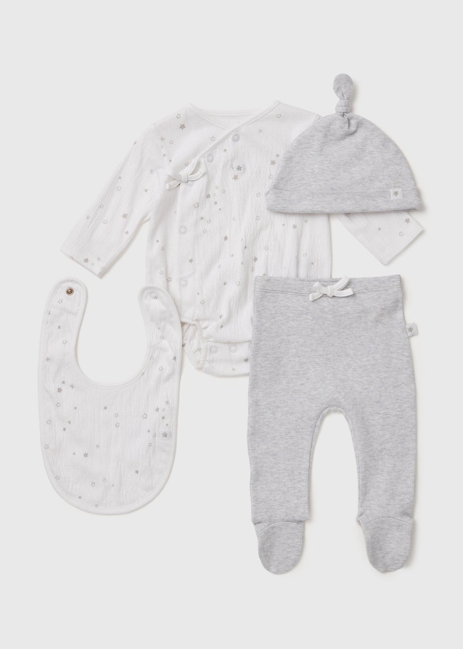 Baby 4 Piece Grey Star Gift Set (Tiny Baby-12mths)