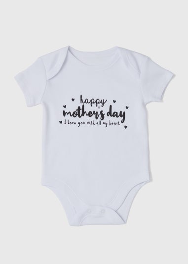 White Baby Mothers Day Bodysuit (Tiny Baby-12mths)