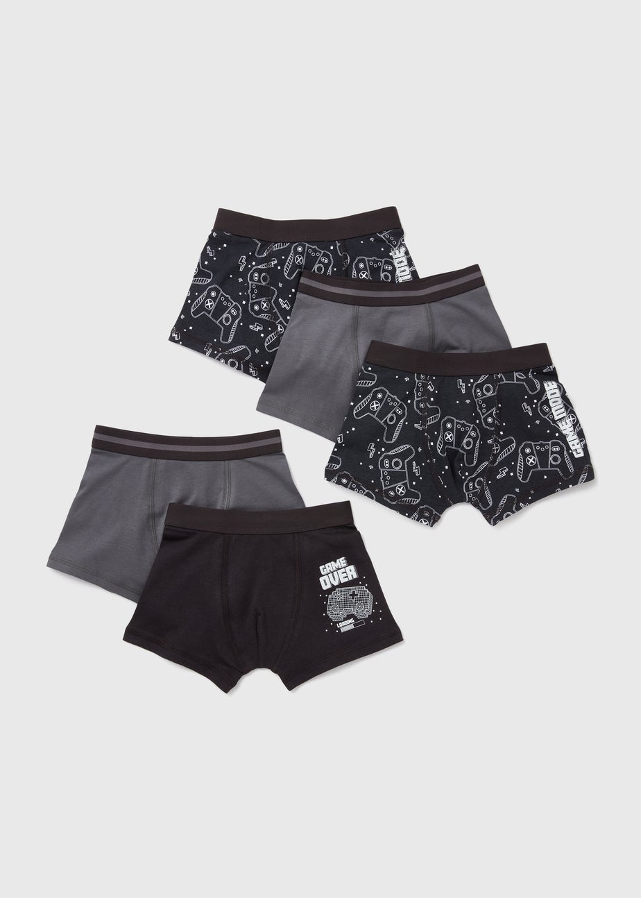 Boys 5 Pack Multicolour Gamer Print Trunks (2-13yrs)