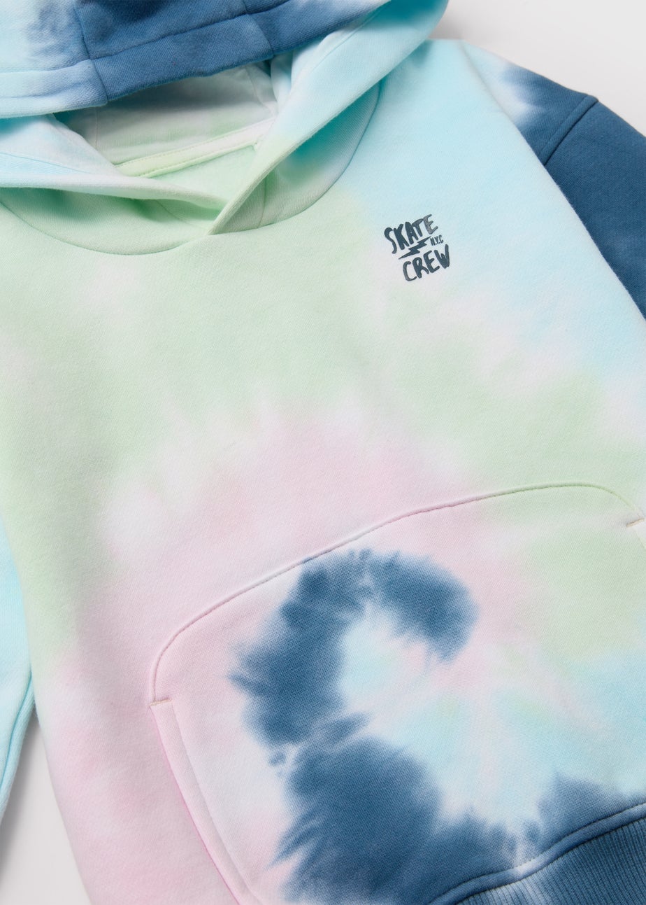 Boys Mini Me Tie-Dye Blue Hoody (1-7yrs)