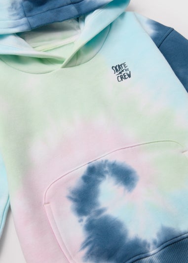 Boys Mini Me Tie-Dye Blue Hoody (1-7yrs)