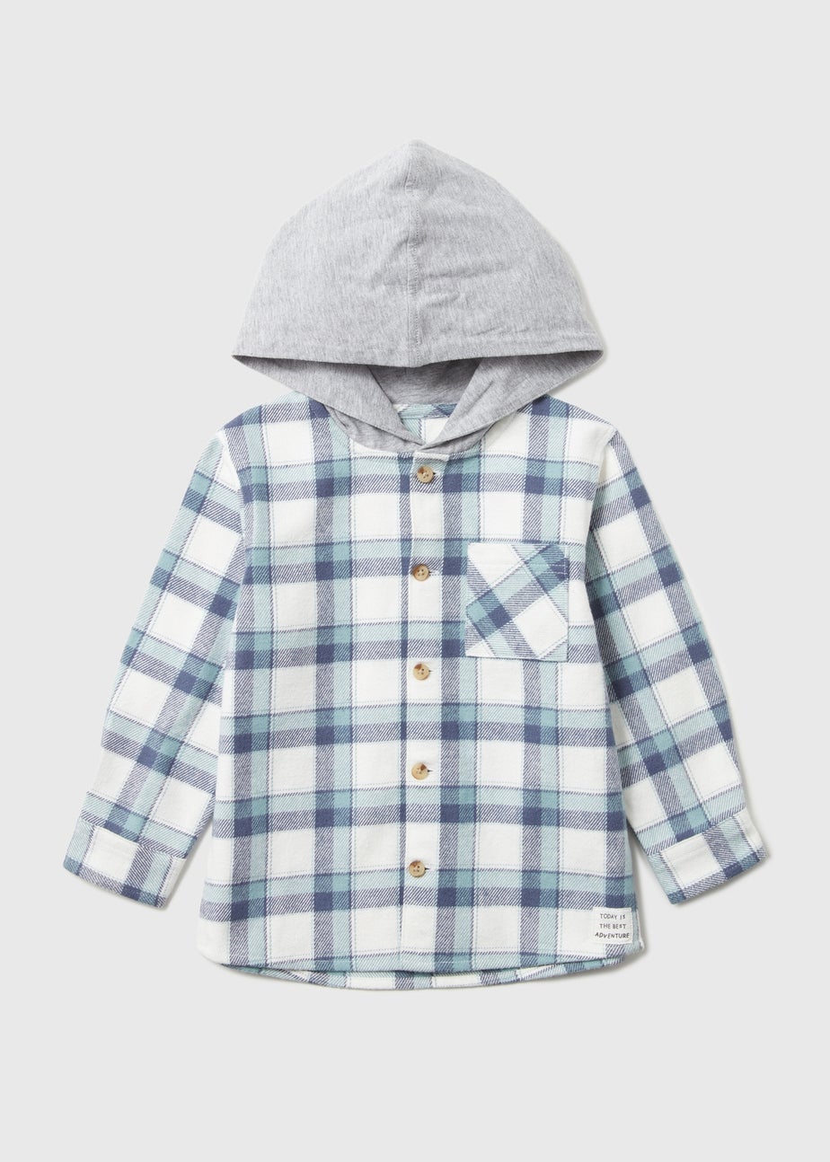 Boys Blue Check Hood Shacket (1-7yrs)