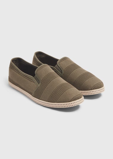 Khaki Textured Stripe Espadrille