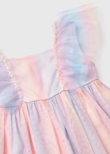 Girls Multicolour Tie Dye Mesh Dress (1-7yrs)