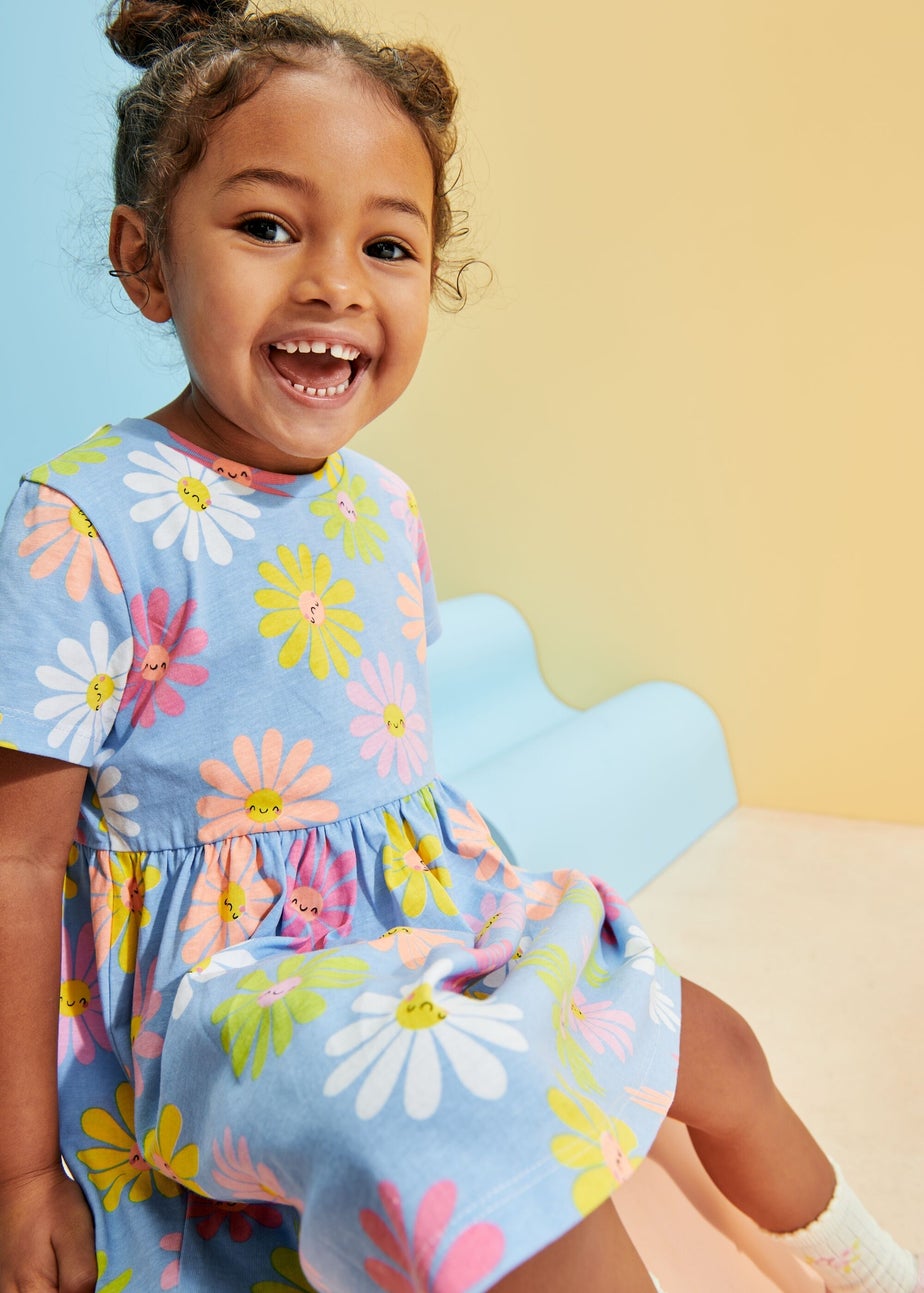 Girls Blue Daisy Dress (1-7yrs)