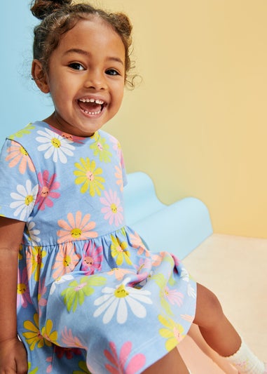 Girls Blue Daisy Dress (1-7yrs)