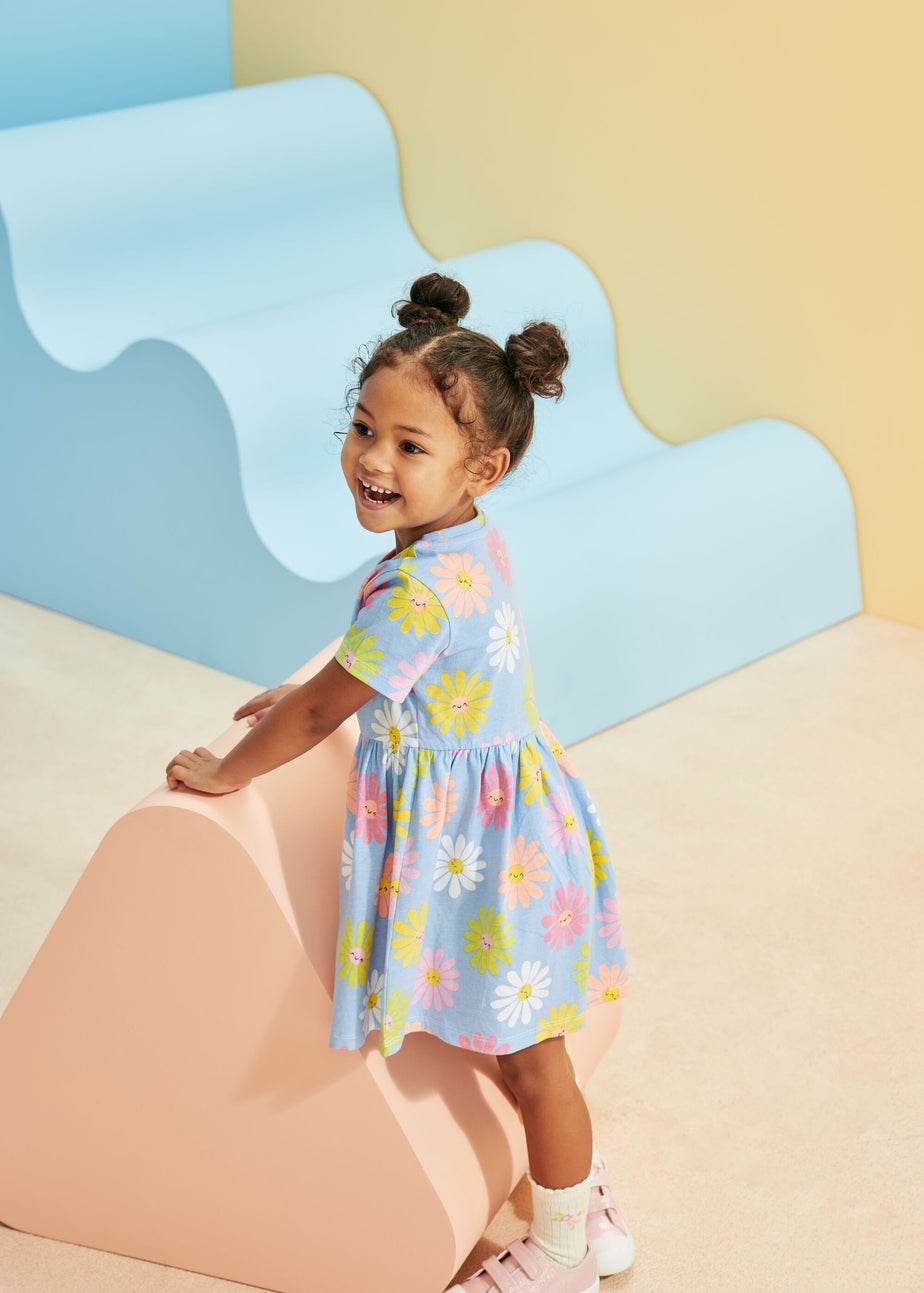 Girls Blue Daisy Dress (1-7yrs)
