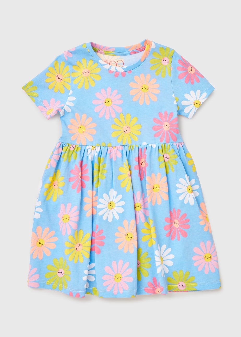 Girls Blue Daisy Dress (1-7yrs)