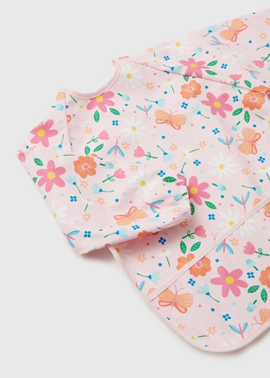 Baby Pink Floral Print Coverall Bib