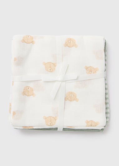 Baby 3 Pack Sage Muslin Squares