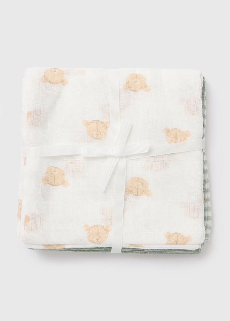 Baby 3 Pack Sage Muslin Squares