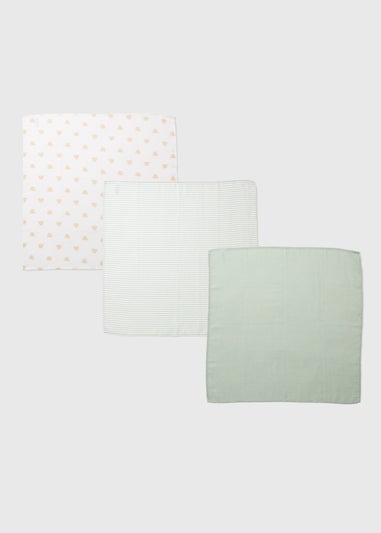Baby 3 Pack Sage Muslin Squares