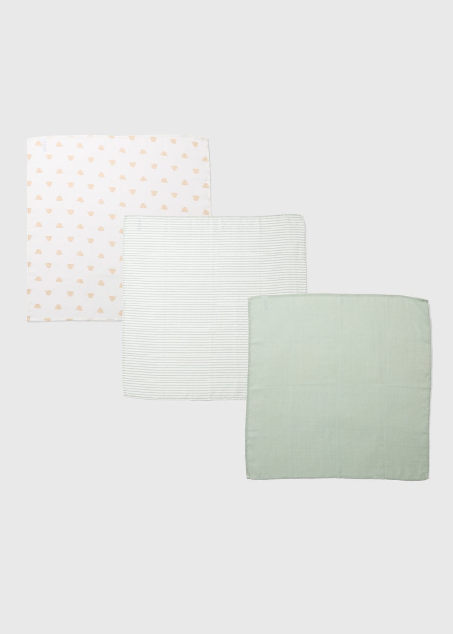 Baby 3 Pack Sage Muslin Squares