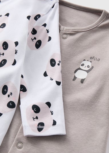 Baby 2 Pack Grey & White Panda Sleepsuits (Newborn-23mths)