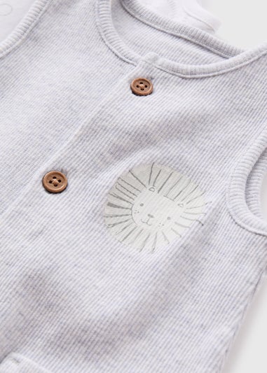 Baby 2 Pack Grey Ribbed Romper (Tiny Baby-18mths)