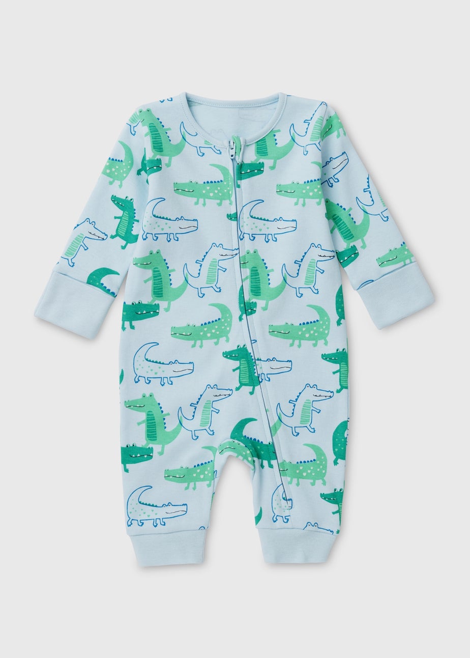 Baby Blue Crocodile Print Sleepsuit (Newborn-18mths)