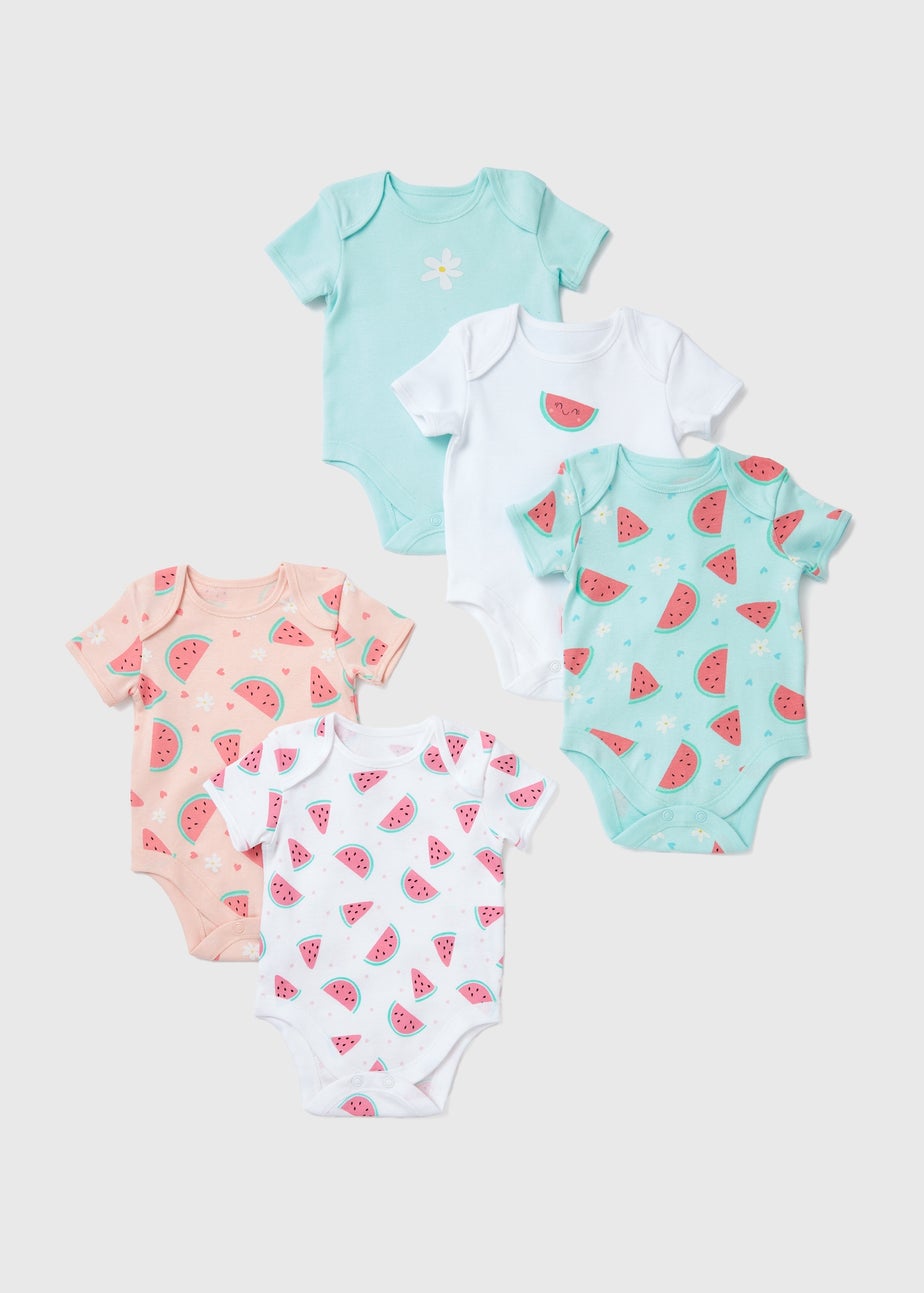 Baby 5 Pack Blue Watermelon Bodysuits (Newborn-23 mths)