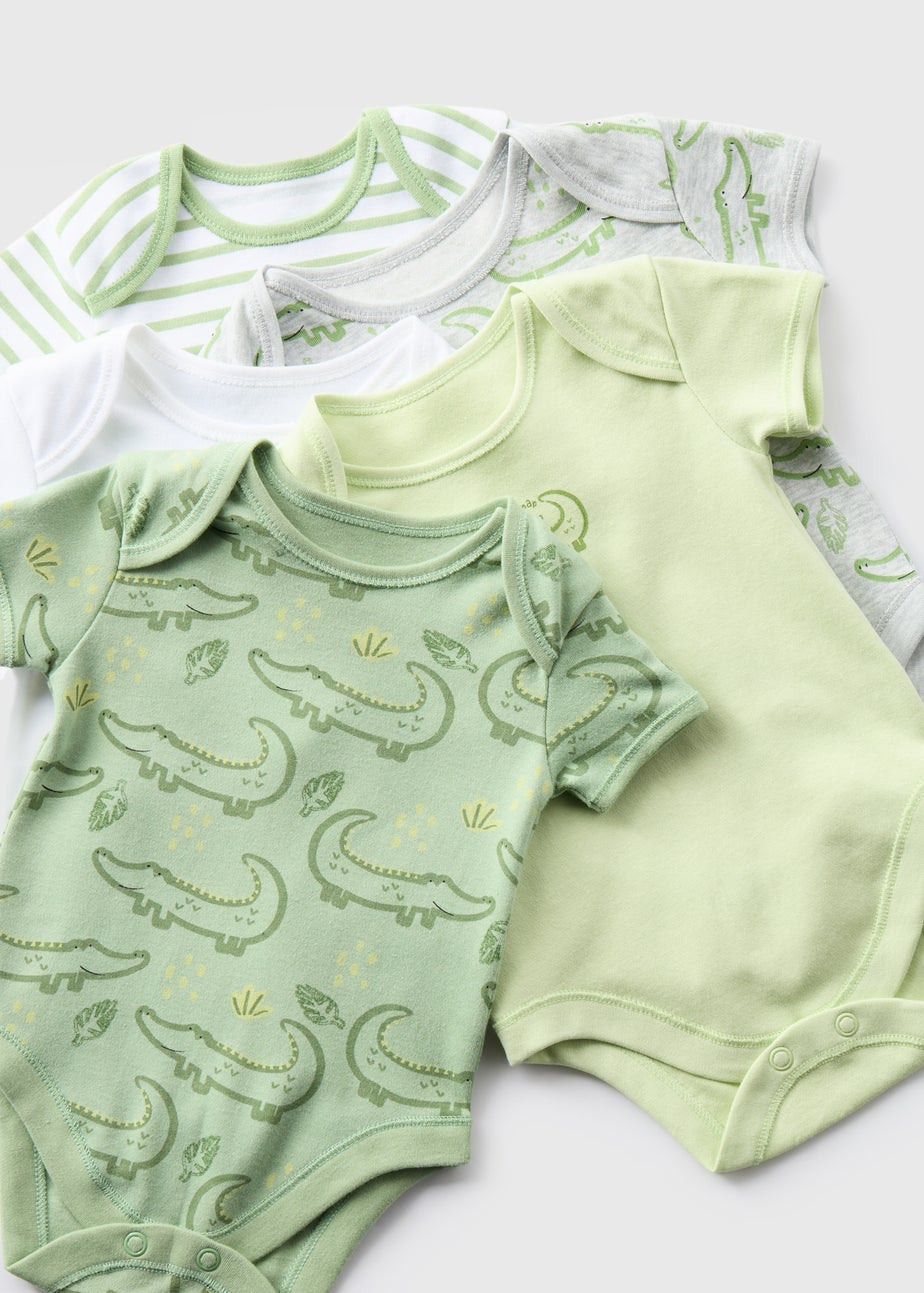 Baby 5 Pack Green Croc Bodysuits (Newborn-23mths)