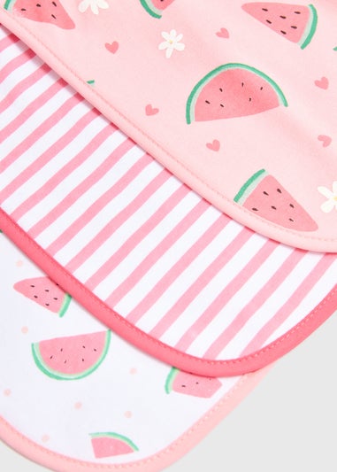 Baby 3 Pack Pink and White Bibs