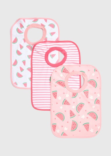 Baby 3 Pack Pink and White Bibs