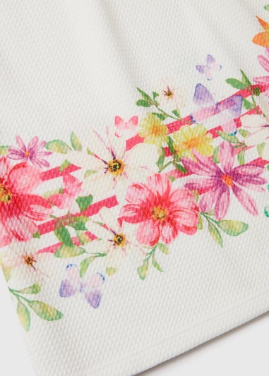 Girls Cream Floral Ponte Dress (1-7yrs)