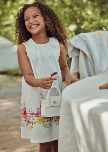 Girls Cream Floral Ponte Dress (1-7yrs)