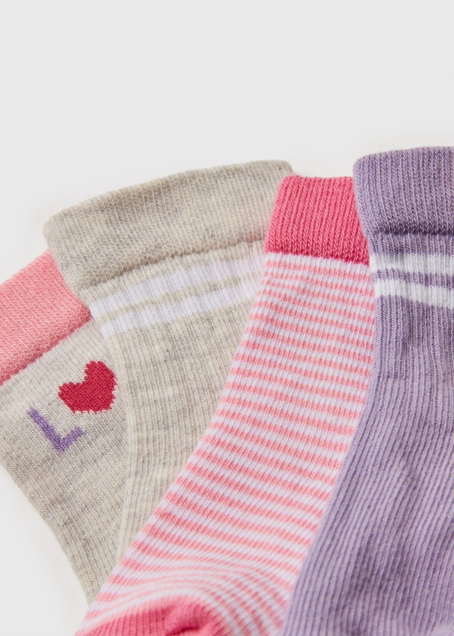 Baby 4 Pack Pink Sports Socks (Newborn-24mths)