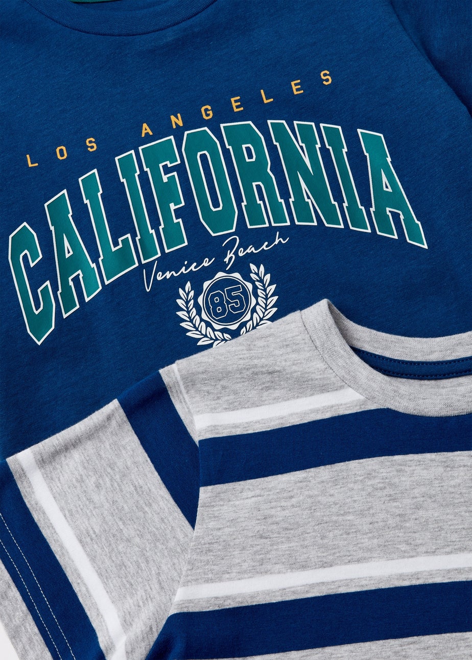 Boys 2 Pack Green Stripe T-Shirt & Shorts Pyjama Set (4-12yrs)